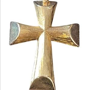 Vintage brushed gold large cross necklace pendant